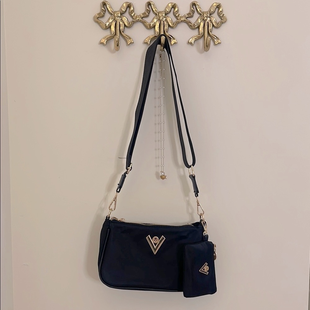 Valentino Orlandi Black Shoulder Bag with Gold Details